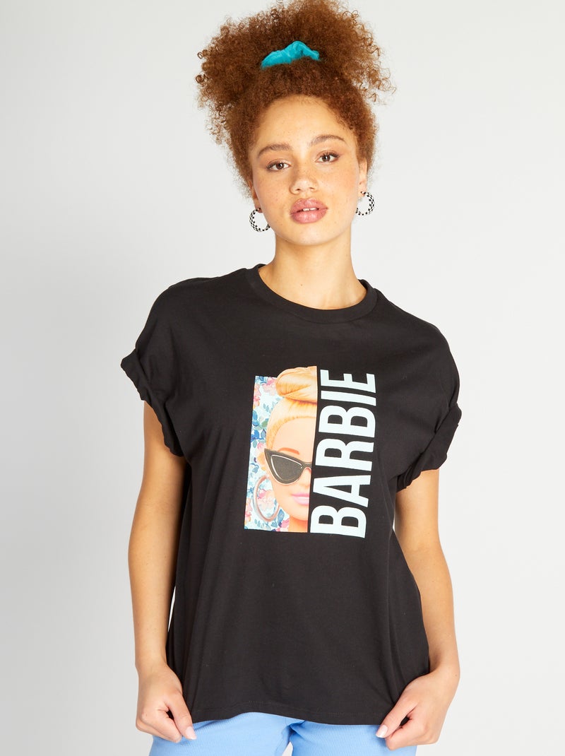 T-shirt in jersey 'Barbie' nero - Kiabi