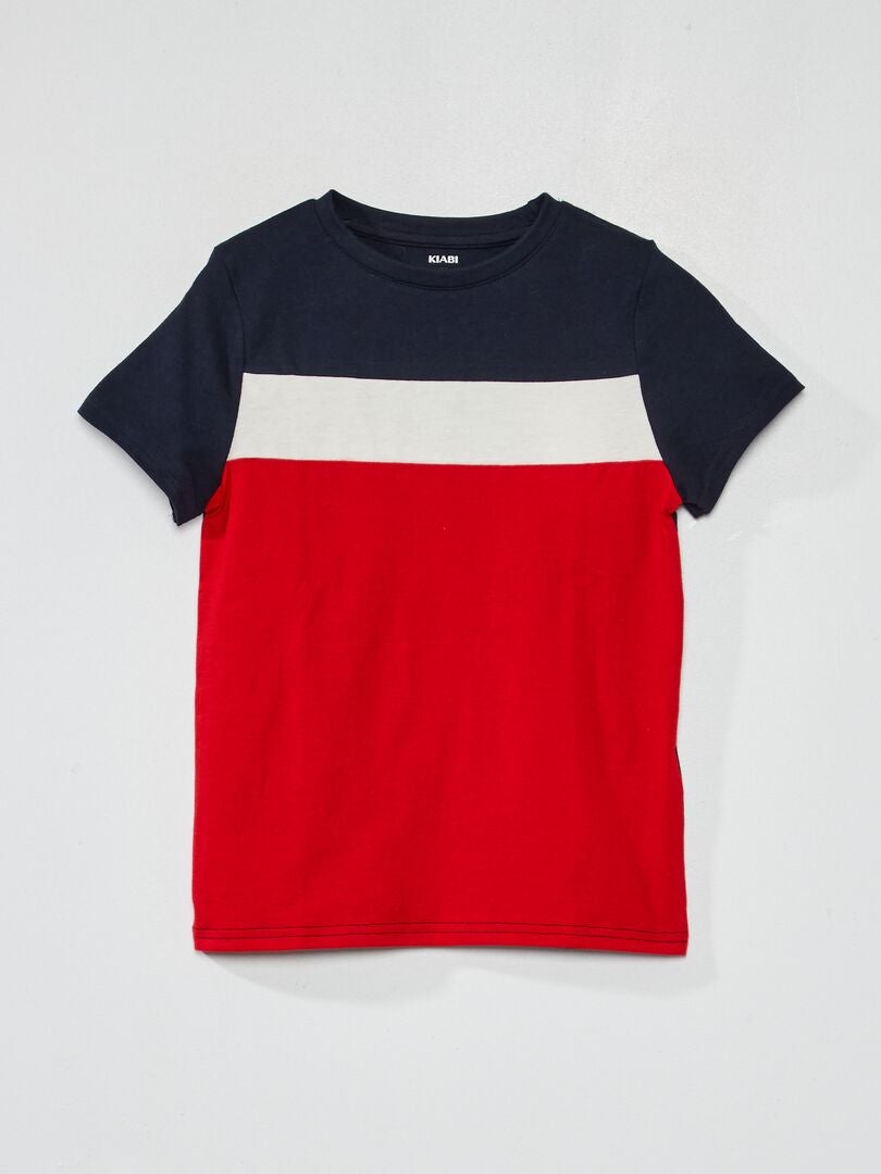 T-shirt in jersey color block ROSSO - Kiabi