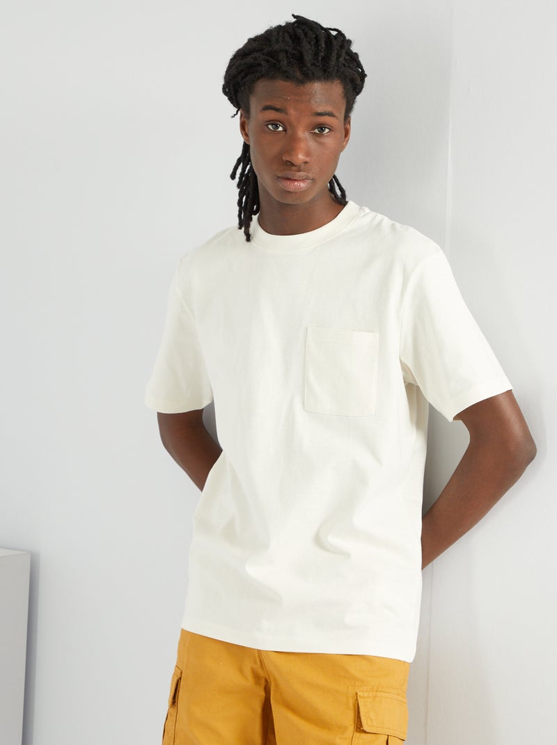 T-shirt in jersey colore tinta unita BIANCO - Kiabi