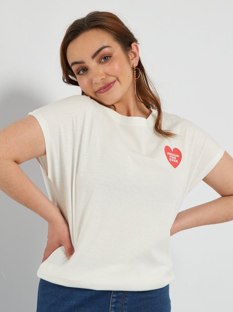 T-shirt in jersey con apertura a strappo - So Easy BIANCO - Kiabi
