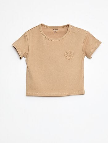 T-shirt in jersey con apertura con bottoni a pressione sulla spalla -