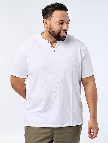 T-shirt in jersey con collo alla tunisiana e maniche corte