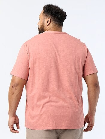 T-shirt in jersey con collo alla tunisiana e maniche corte