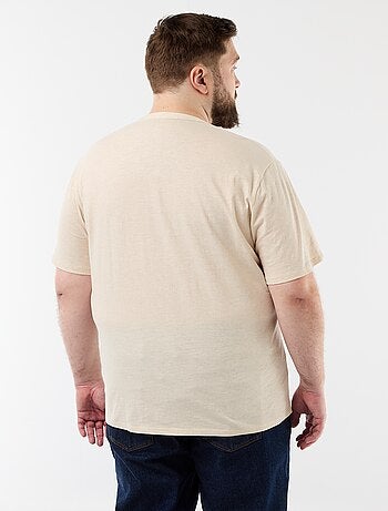 T-shirt in jersey con collo alla tunisina e maniche corte