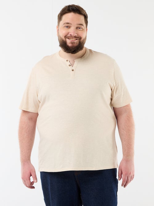 T-shirt in jersey con collo alla tunisina e maniche corte - Kiabi