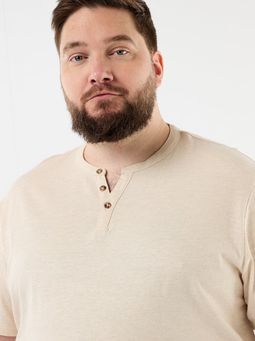 T-shirt in jersey con collo alla tunisina e maniche corte - Kiabi