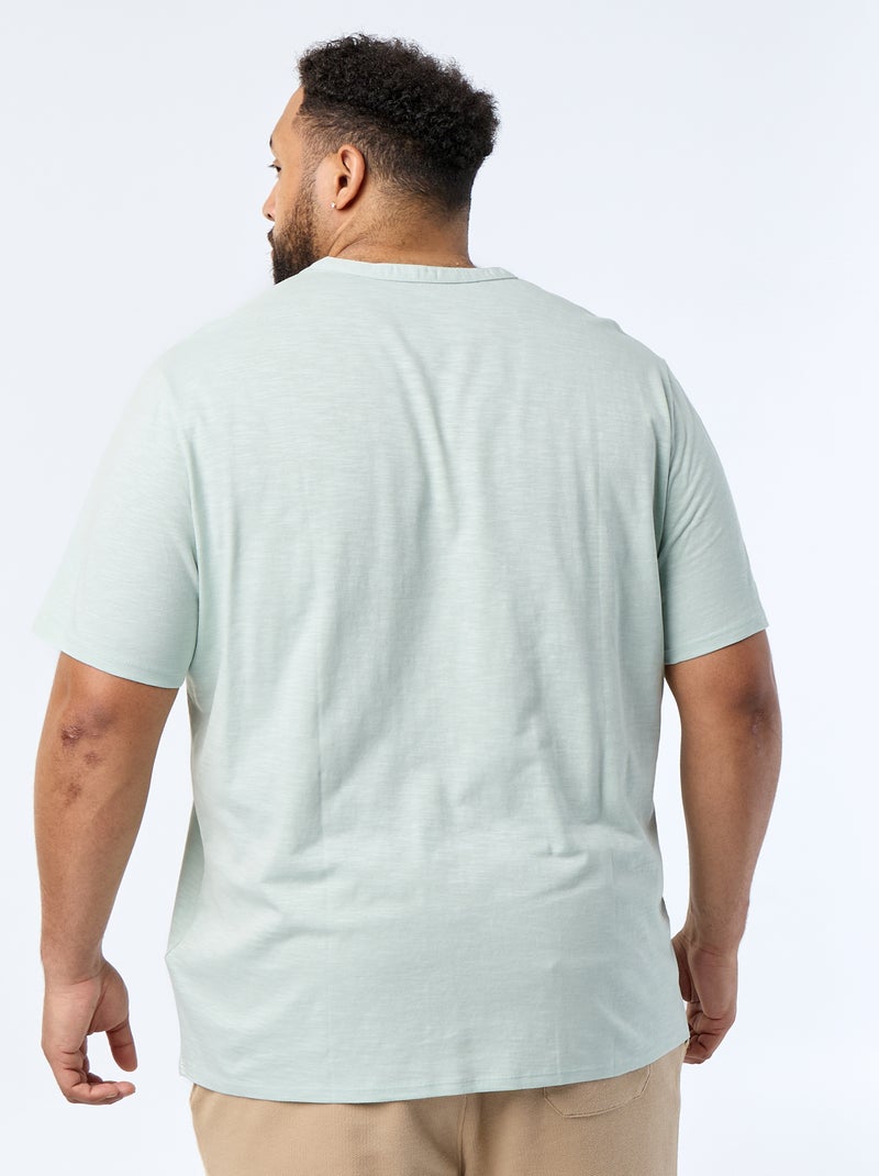 T-shirt in jersey con collo alla tunisina e maniche corte Blu - Kiabi