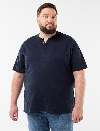 T-shirt in jersey con collo alla tunisina e maniche corte