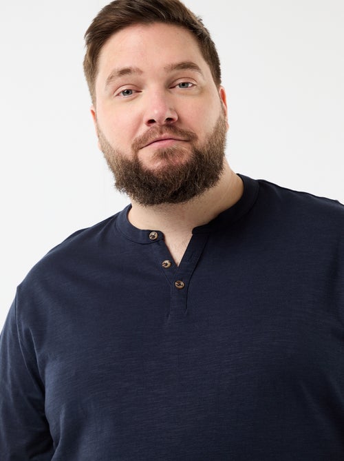 T-shirt in jersey con collo alla tunisina e maniche corte - Kiabi