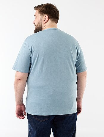 T-shirt in jersey con collo alla tunisina e maniche corte