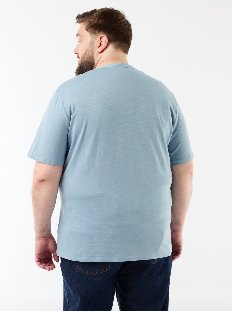 T-shirt in jersey con collo alla tunisina e maniche corte Blu - Kiabi