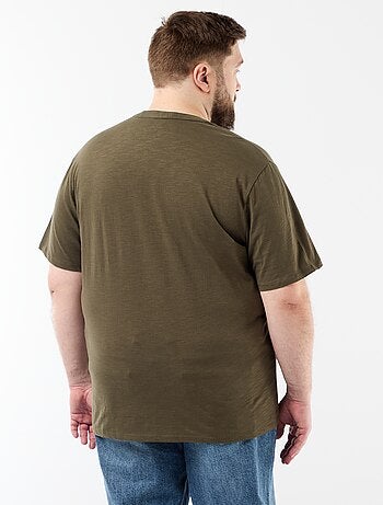 T-shirt in jersey con collo alla tunisina e maniche corte