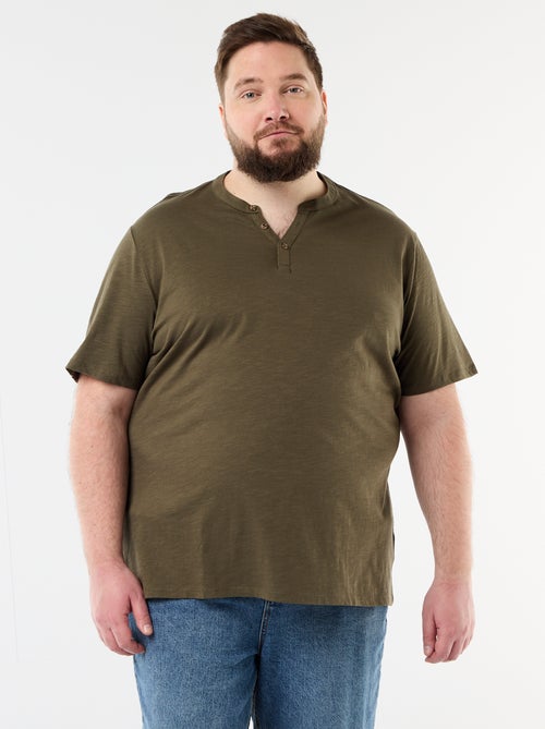 T-shirt in jersey con collo alla tunisina e maniche corte - Kiabi