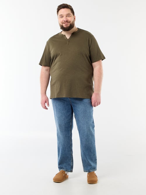 T-shirt in jersey con collo alla tunisina e maniche corte - Kiabi