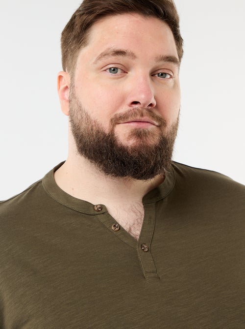 T-shirt in jersey con collo alla tunisina e maniche corte - Kiabi