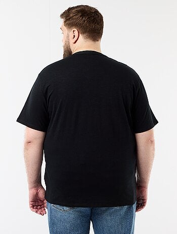 T-shirt in jersey con collo alla tunisina e maniche corte