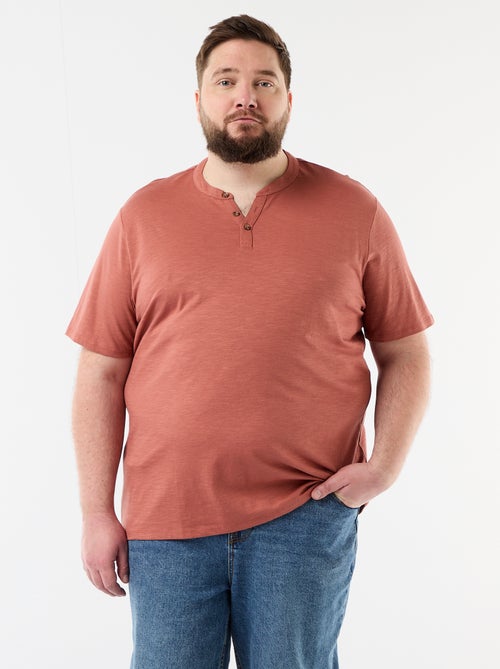 T-shirt in jersey con collo alla tunisina e maniche corte - Kiabi