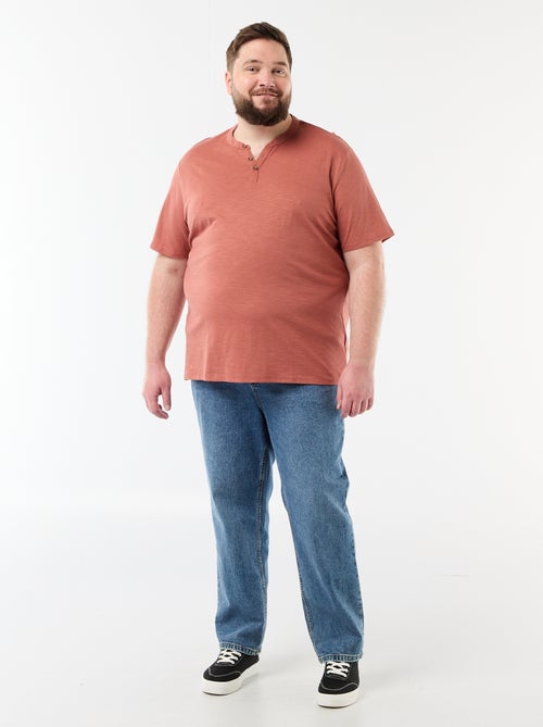 T-shirt in jersey con collo alla tunisina e maniche corte - Kiabi