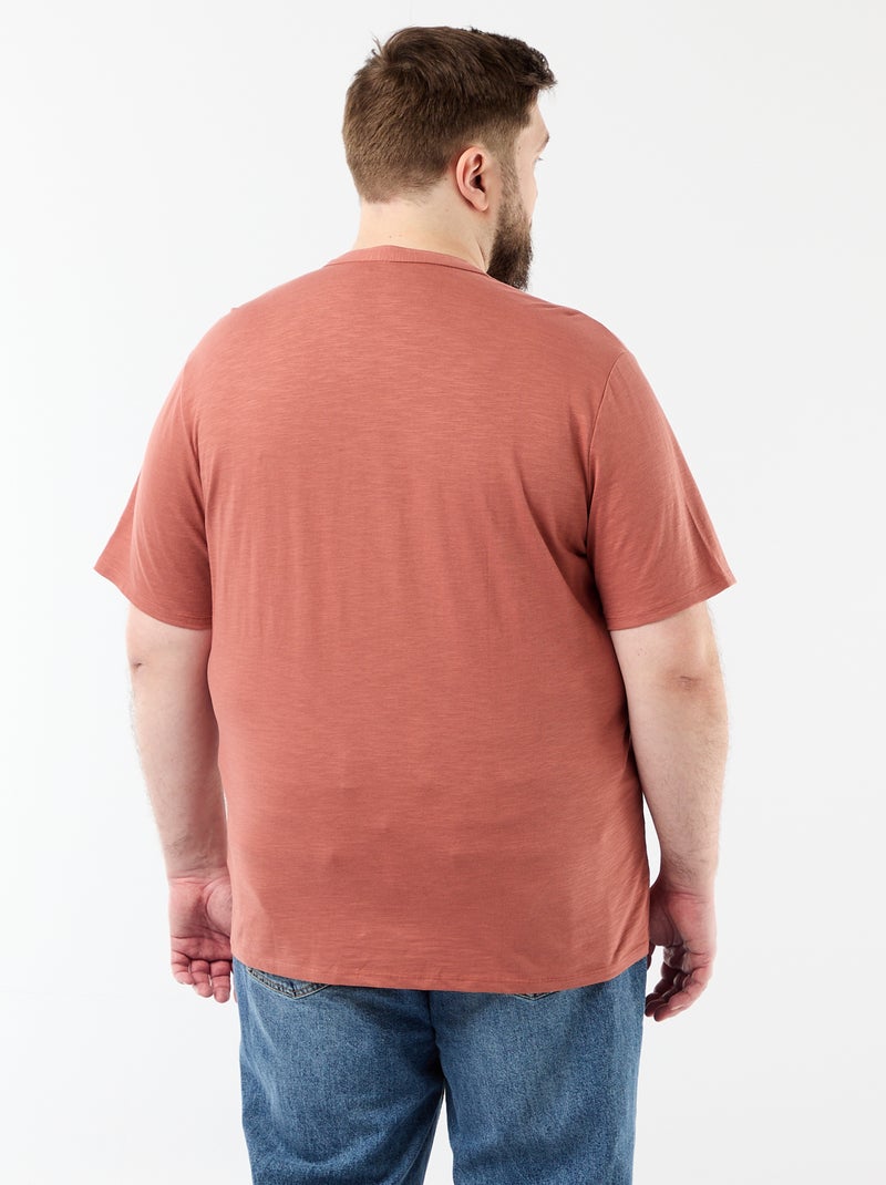 T-shirt in jersey con collo alla tunisina e maniche corte Rosa - Kiabi