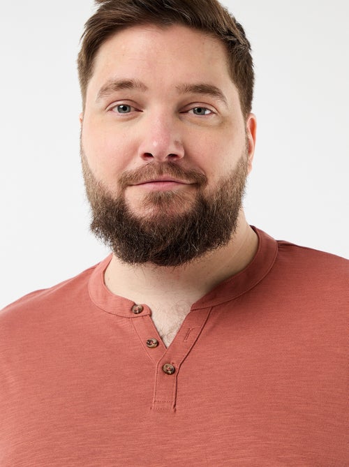 T-shirt in jersey con collo alla tunisina e maniche corte - Kiabi