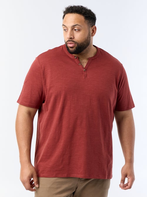 T-shirt in jersey con collo alla tunisina e maniche corte - Kiabi