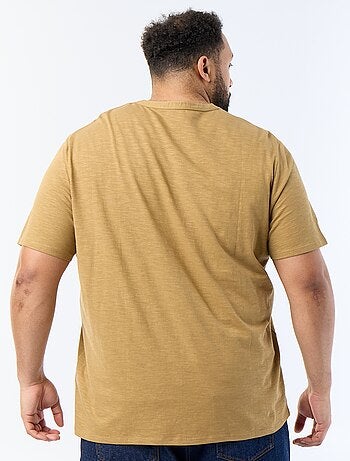 T-shirt in jersey con collo alla tunisina e maniche corte