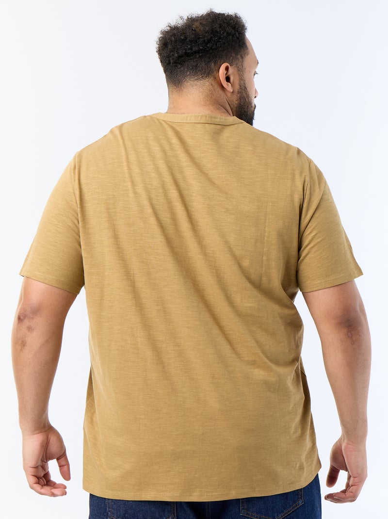 T-shirt in jersey con collo alla tunisina e maniche corte Verde - Kiabi