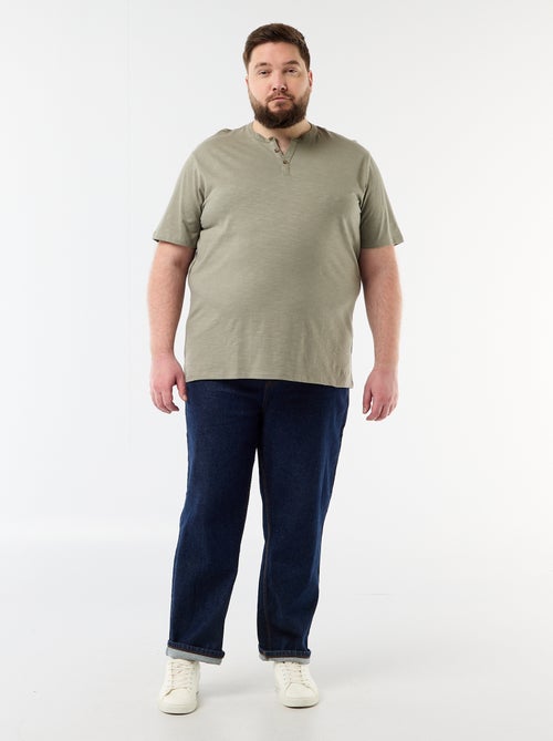 T-shirt in jersey con collo alla tunisina e maniche corte - Kiabi