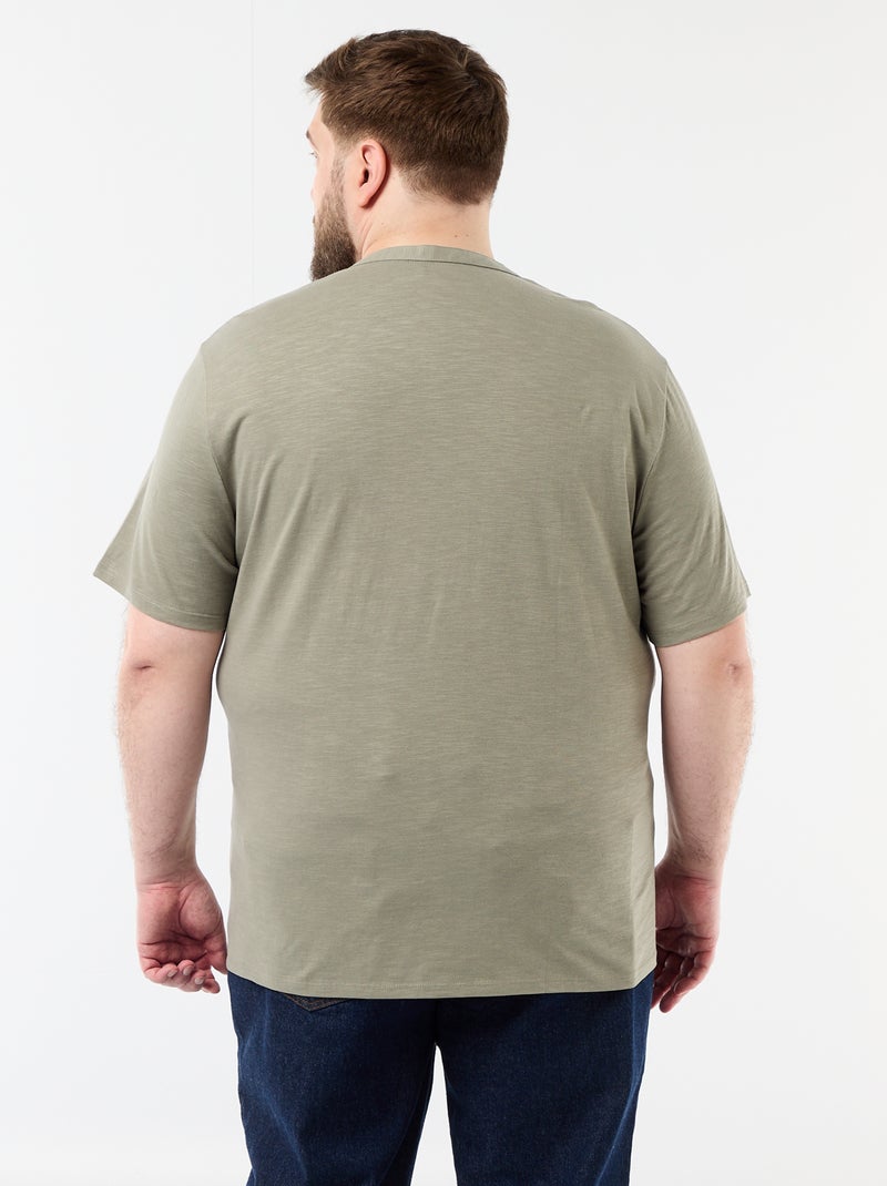 T-shirt in jersey con collo alla tunisina e maniche corte Verde - Kiabi
