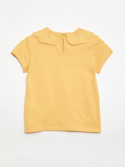 T-shirt in jersey con collo rotondo e ricami inglesi - Kiabi