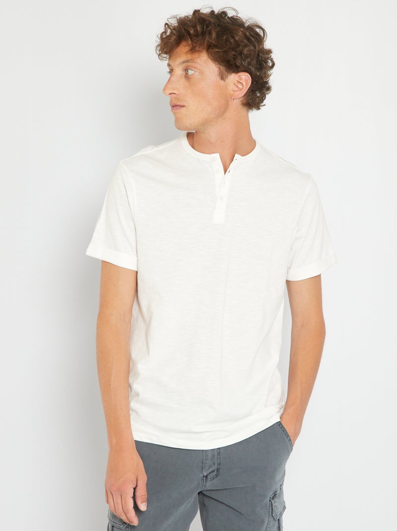 T-shirt in jersey con collo serafino Bianco - Kiabi