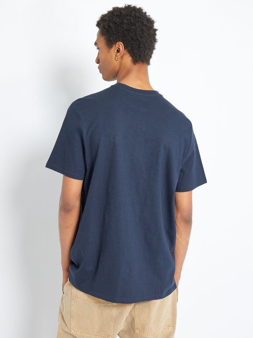 T-shirt in jersey con collo serafino blu - Kiabi