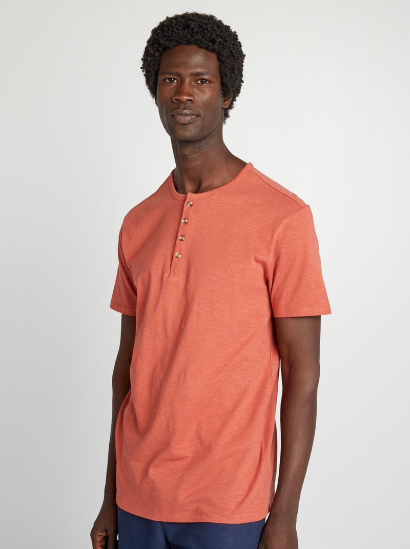 T-shirt in jersey con collo serafino ROSSO - Kiabi