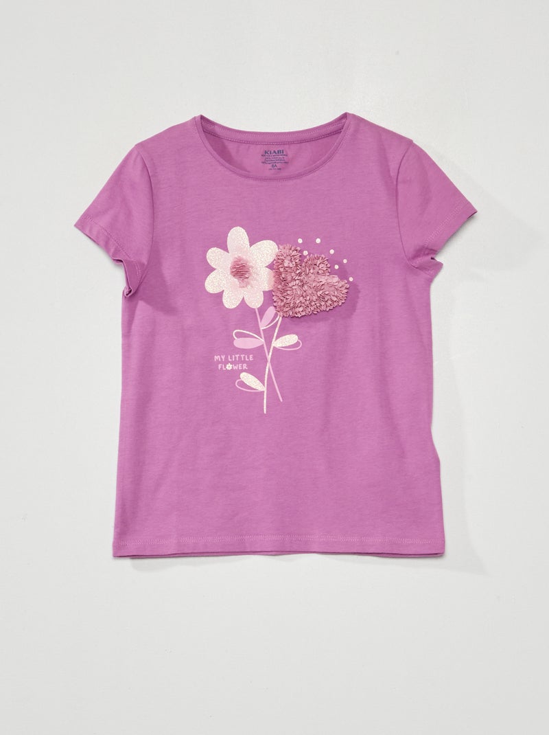 T-shirt in jersey con decorazione ludica VIOLA - Kiabi