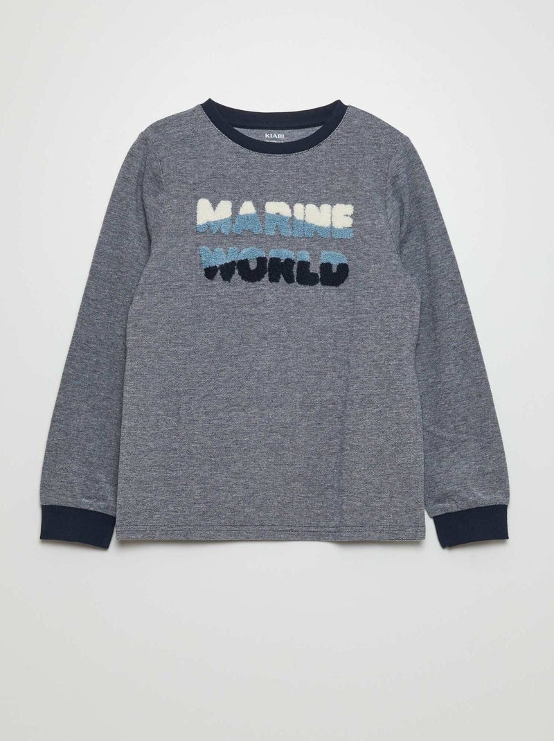 T-shirt in jersey con decorazioni in bouclé BLU - Kiabi