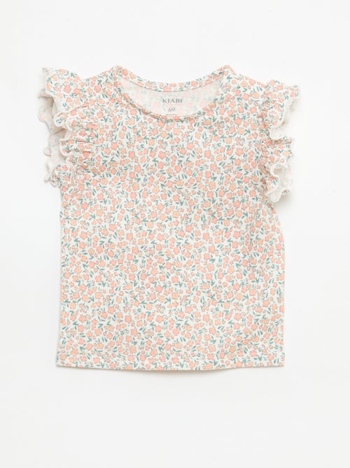 T-shirt in jersey con maniche corte a volant - Kiabi