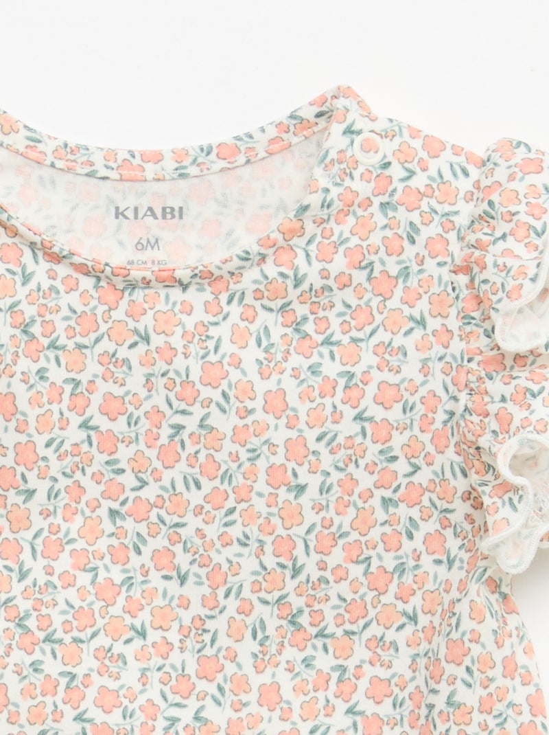 T-shirt in jersey con maniche corte a volant Bianco - Kiabi