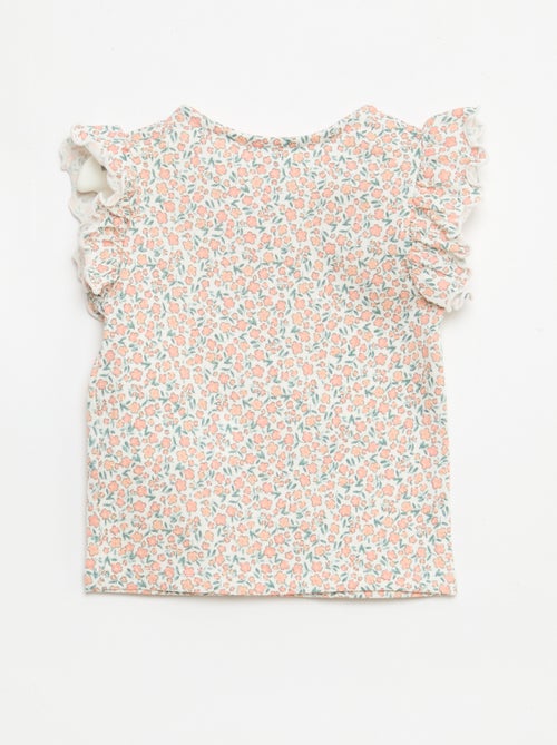 T-shirt in jersey con maniche corte a volant - Kiabi