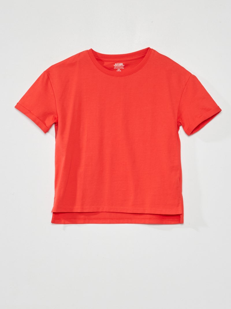 T-shirt in jersey con risvolti rosso - Kiabi