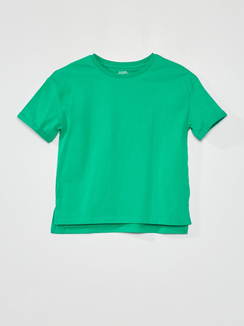 T-shirt in jersey con risvolti Verde - Kiabi