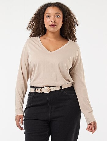 T-shirt in jersey con scollo a V e maniche corte