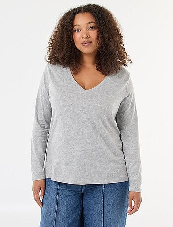 T-shirt in jersey con scollo a V e maniche corte