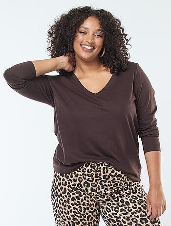 T-shirt in jersey con scollo a V e maniche corte