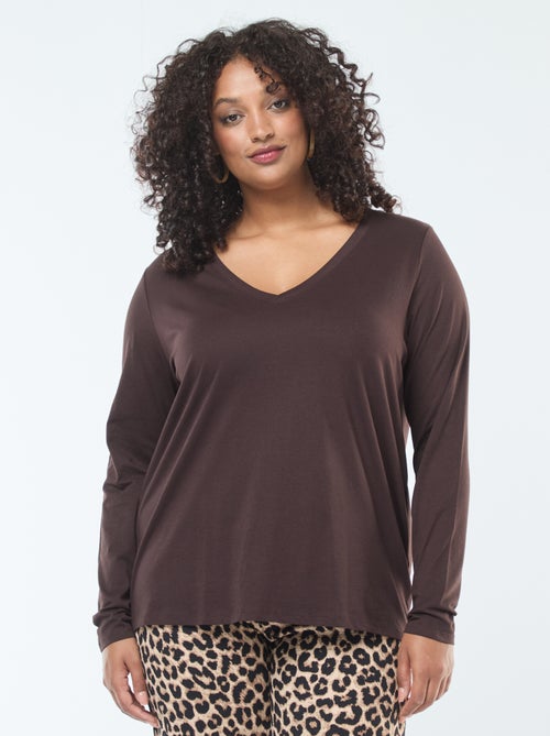 T-shirt in jersey con scollo a V e maniche corte - Kiabi