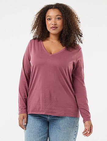 T-shirt in jersey con scollo a V e maniche corte