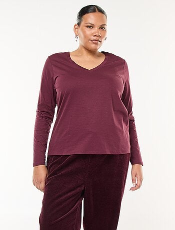 T-shirt in jersey con scollo a V e maniche corte