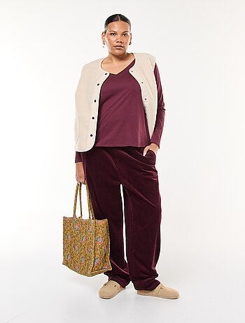 T-shirt in jersey con scollo a V e maniche corte