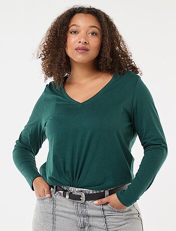 T-shirt in jersey con scollo a V e maniche corte