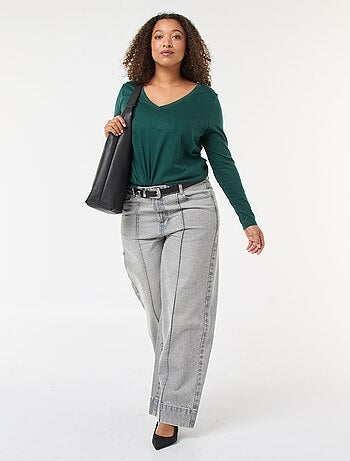 T-shirt in jersey con scollo a V e maniche corte