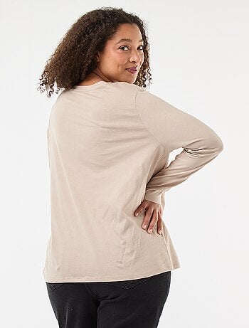 T-shirt in jersey con scollo a V e maniche lunghe